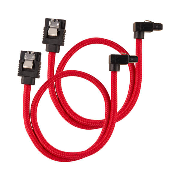 Corsair Premium Sleeved SATA 6Gbps 30cm 90&deg; Connector Cable (Red)