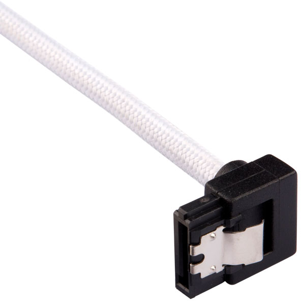 Corsair Premium Sleeved SATA 6Gbps 60cm 90° Connector Cable (White)