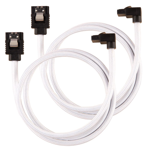 Corsair Premium Sleeved SATA 6Gbps 60cm 90&deg; Connector Cable (White)