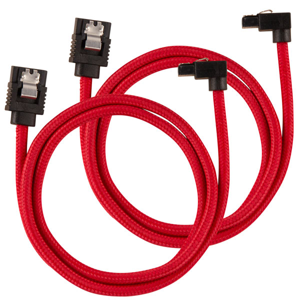Corsair Premium Sleeved SATA 6Gbps 60cm 90&deg; Connector Cable (Red)