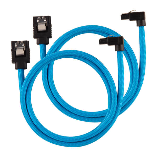 Corsair Premium Sleeved SATA 6Gbps 60cm 90&deg; Connector Cable (Blue)