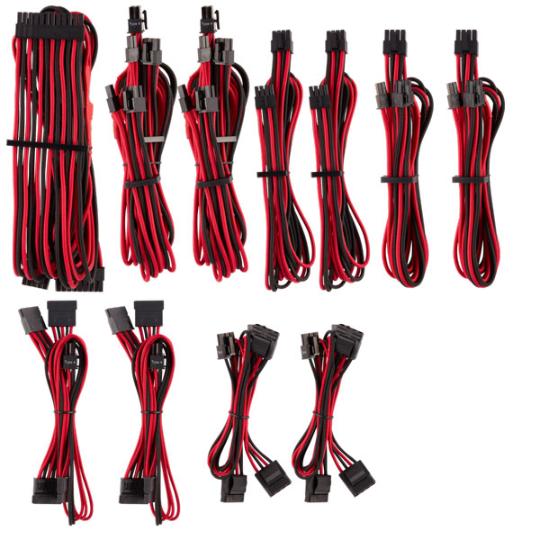 Corsair Premium Individually Sleeved PSU Pro Cables (Red-Black)