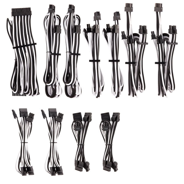 Corsair Premium Individually Sleeved PSU Pro Cables, White-Black