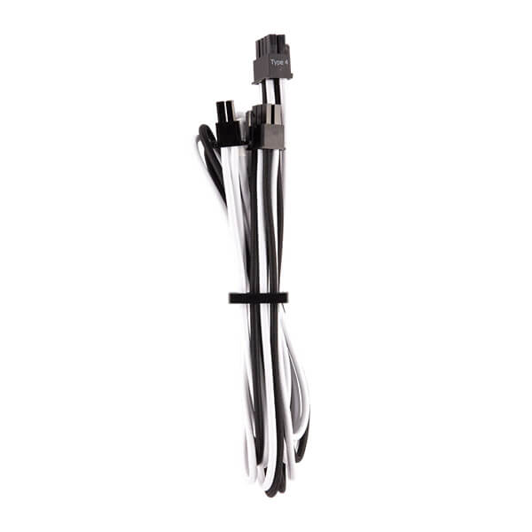 Corsair Single Connector PCIe Sleeved Cables Type 4 Gen 4 (White-Black)