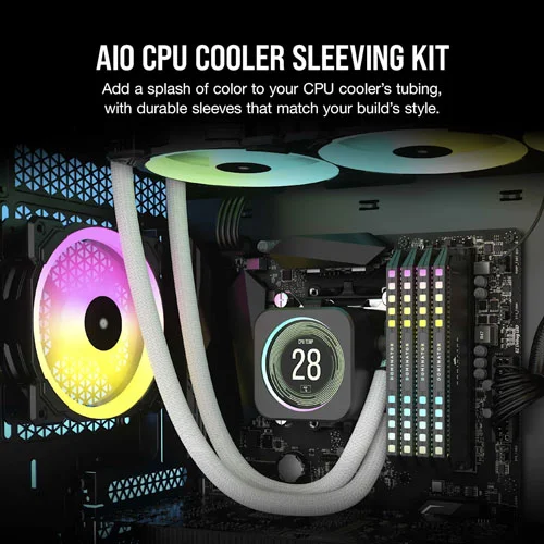Corsair 380mm White Tubing Sleeving Kit for AIO CPU Cooler