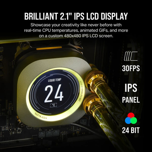 CORSAIR iCUE XC7 RGB ELITE LCD CPU Water Block (1700/AM5) – Stealth Gray