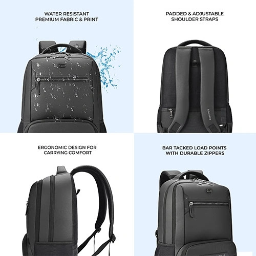 Gear Quantum 3 Anti-Theft Faux Leather Laptop Backpack, With Raincover