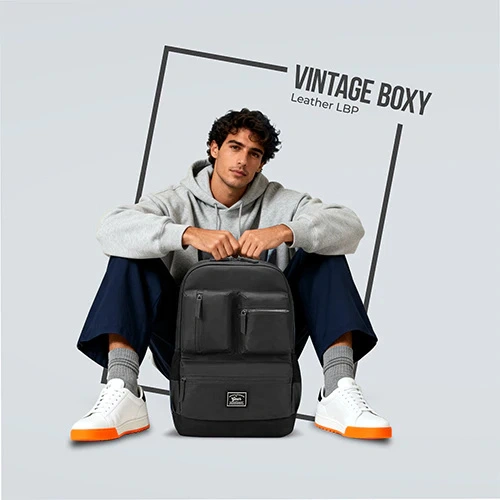 Gear Vintage Boxy Faux Leather Laptop Backpack