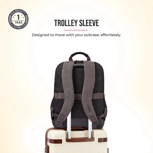 Gear Vintage Boxy Faux Leather Brown-Black Laptop Backpack