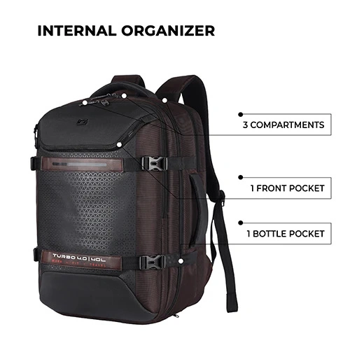 Gear Turbo 4 Anti-Theft Faux Leather Brown-Black Laptop Backpack