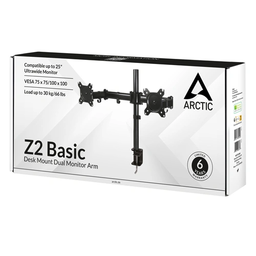 ARCTIC Z2 Basic Dual Arm Monitor Desk Mount (Black)