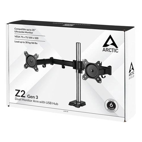 ARCTIC Z2 Gen 3 Dual Arm Monitor Desk Mount (Black)