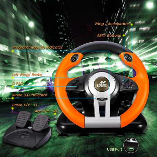 Ant Esports GW V3 PC Steering Wheel with Shifter and Pedal