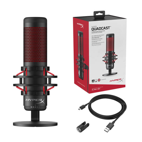 HyperX QuadCast Red LED USB Condenser Microphone (Black)
