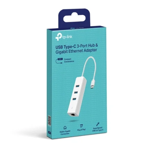 TP-Link UE330C White USB Type-C 3-Port Hub and Gigabit Ethernet Adapter