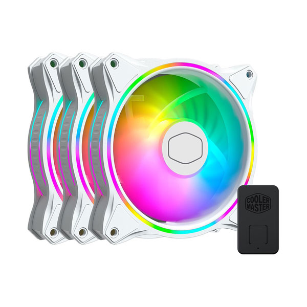 Cooler Master MasterFan MF120 Halo White ARGB Cabinet Fan, Triple Pack