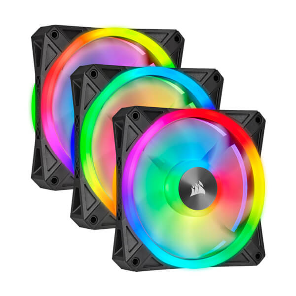 Corsair iCUE QL120 RGB 120mm PWM RGB Cabinet Fan With Lighting Node Core (Triple Pack)