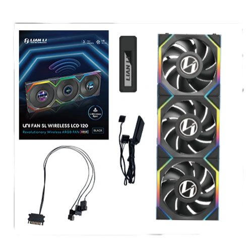 Lian Li UNI Fan SL Wireless LCD ARGB 120mm Cabinet Fan, Triple Pack
