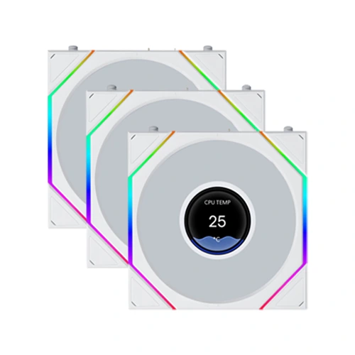 Lian Li UNI Fan TL LCD Flex Wireless ARGB White 120mm Triple Pack Cabinet Fan
