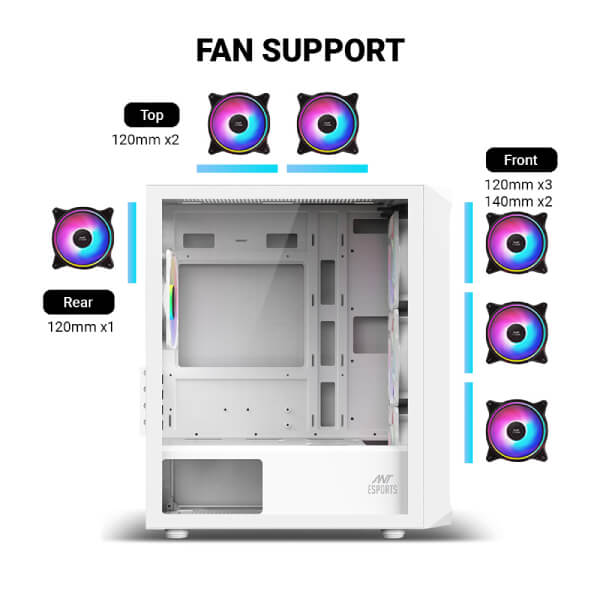 Ant Esports 205 Mini 6F ARGB White M-ATX Case