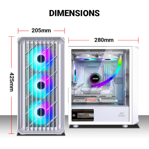 Ant Esports 205 Mini 6F ARGB White M-ATX Case