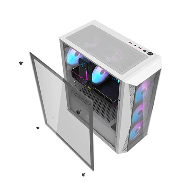 Ant Esports 220 Air Auto RGB White ATX Mid Tower Case