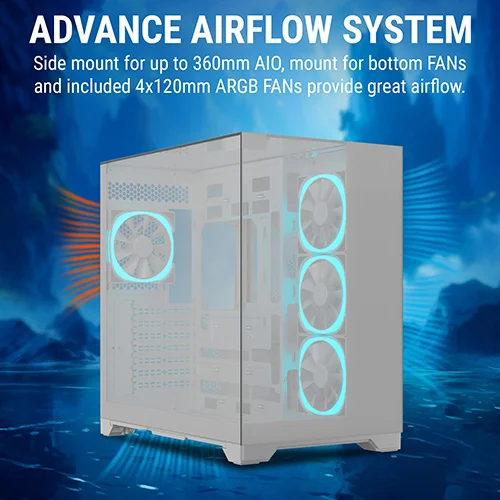 Ant Esports Crystal Mirror White ATX Mid Tower Case