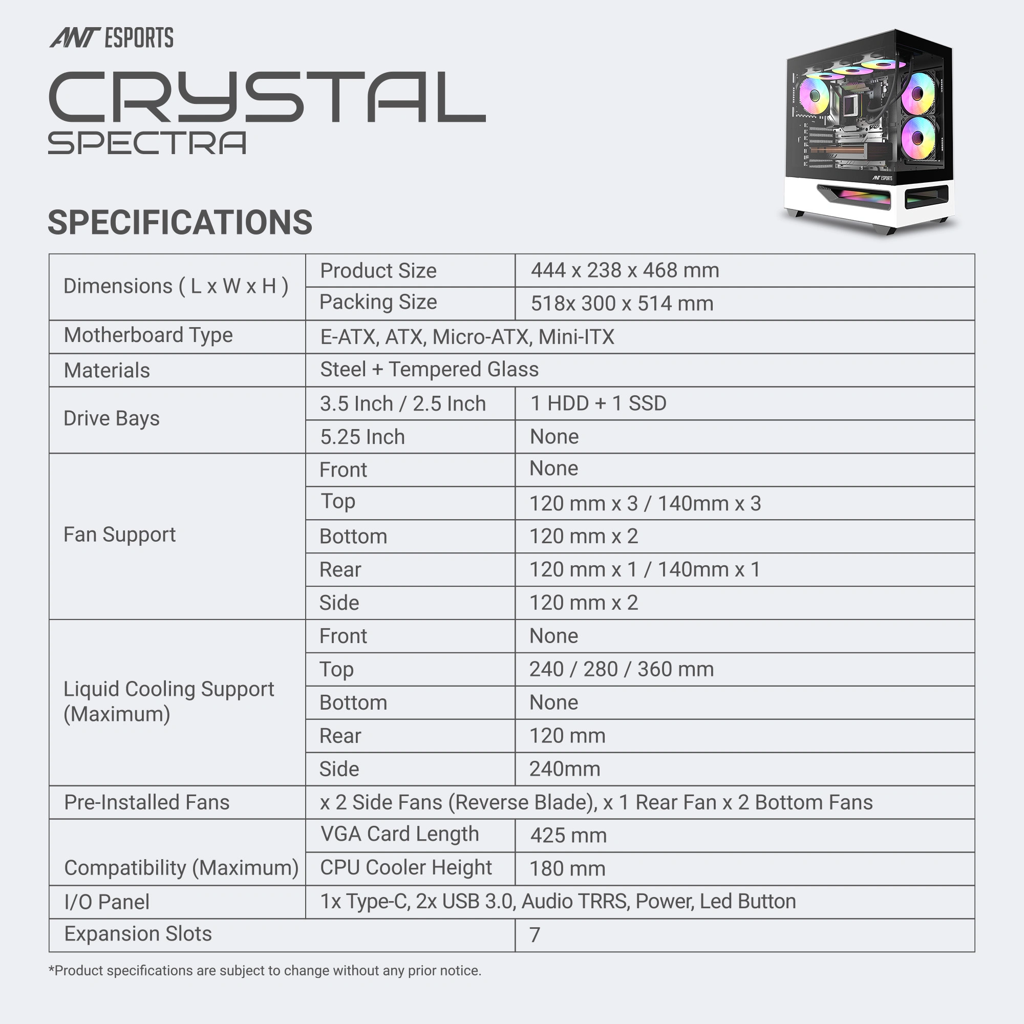 Ant Esports Crystal Spectra Cabinet