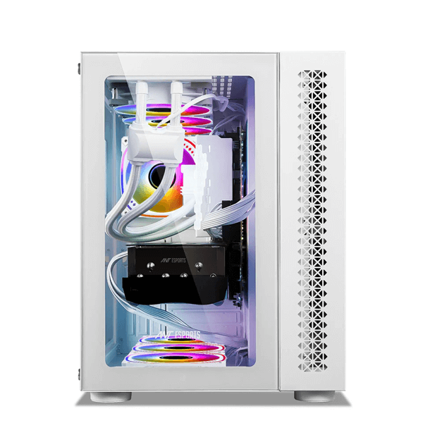 Ant Esports Crystal ARGB White E-ATX Mid Tower Case