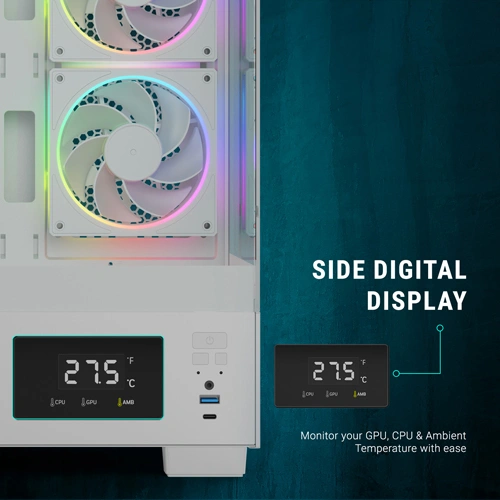 Ant Esports Crystal X3 LCD ARGB White ATX Mid Tower Case