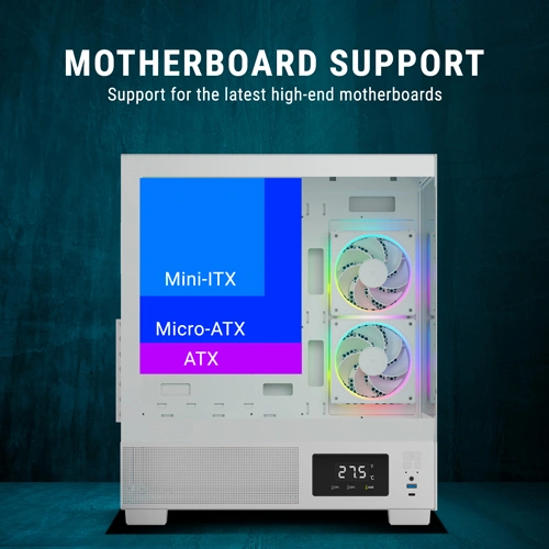 Ant Esports Crystal X3 LCD ARGB White ATX Mid Tower Case