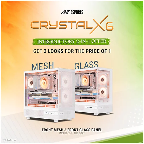 Ant Esports Crystal X6 ARGB White ATX Mid Tower Case