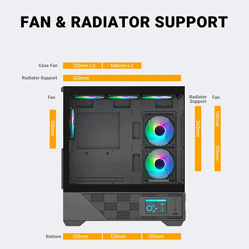 Ant Esports Crystal X6 Digital ARGB E-ATX Mid Tower Case