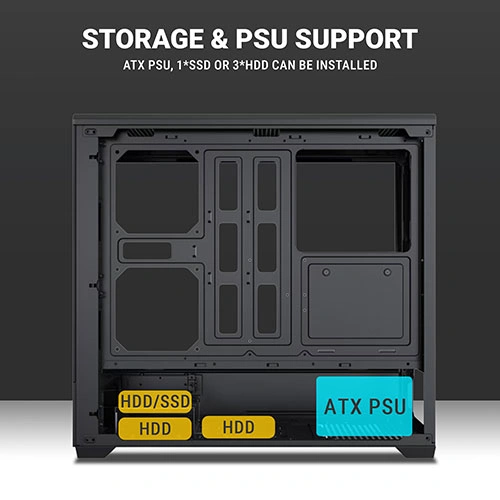 Ant Esports Crystal X6 Lite ARGB E-ATX Mid Tower Case
