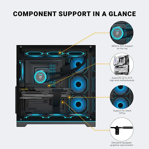 ANT Esports Crystal X7 Pro Max ARGB ATX Mid Tower Case With Infinite Mirror Fan