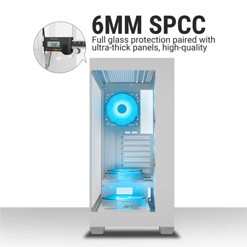 ANT Esports Crystal X7 White ARGB ATX Mid Tower Case