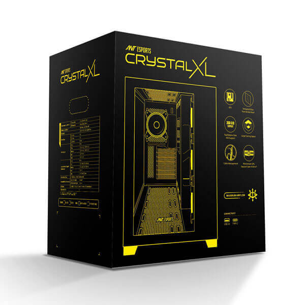 Ant Esports Crystal XL (ATX) Mid Tower Cabinet (Black)