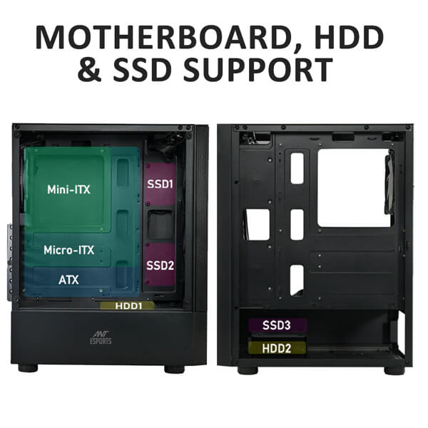 Ant Esports ICE-100 Auto RGB ATX Mid Tower Case With 3 Pre-Installed Fan