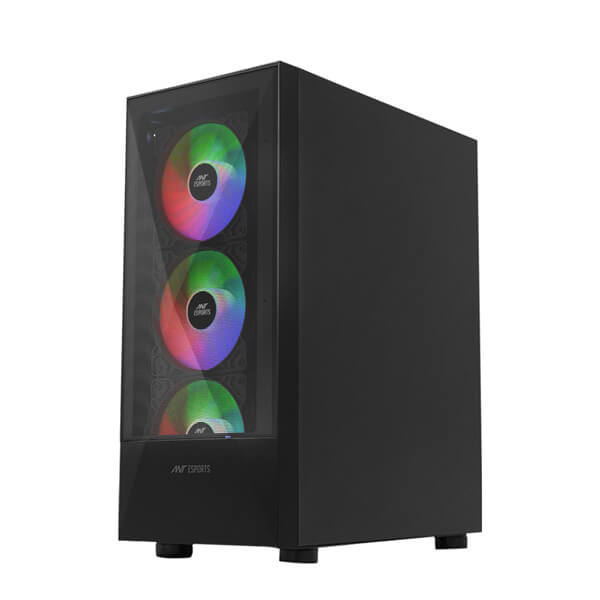 Ant Esports ICE-100 Auto RGB (ATX) Mid Tower Cabinet (Black)