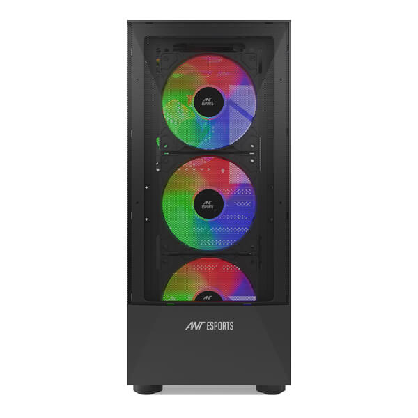 Ant Esports ICE-100 Auto RGB (ATX) Mid Tower Cabinet (Black)