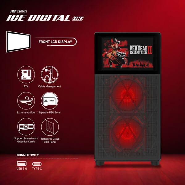 Ant Esports ICE Digital C3 ARGB ATX Mid Tower Case