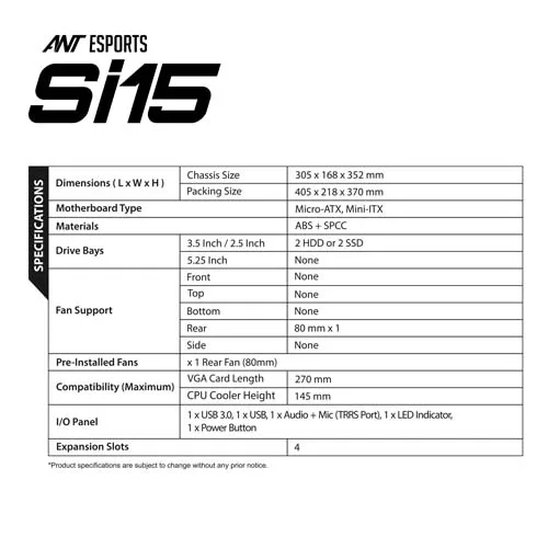Ant Esports SI15 M-ATX Mini Tower Case
