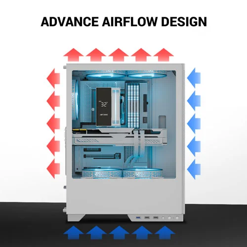 Ant Esports X2 LCD White ARGB ATX Mid Tower Case