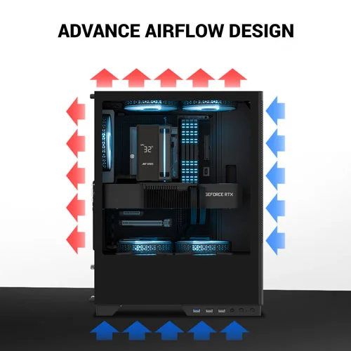 Ant Esports X2 LCD ARGB ATX Mid Tower Case