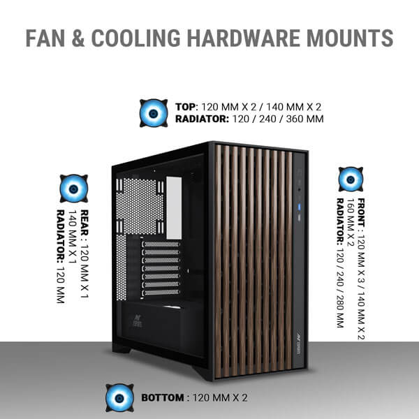 Ant Esports Zen Wood C3 ATX Mid Tower Case