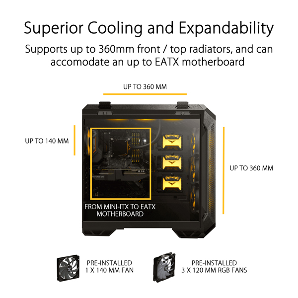 Asus TUF Gaming GT501 RGB Grey E-ATX Mid Tower Case
