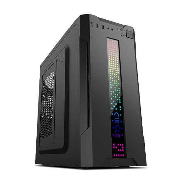 Circle Radiant 3.0 with SMPS (M-ATX) Mini Tower Cabinet - C-Dot RGB Vibrant (Black)