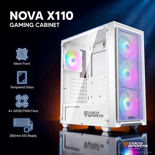 Coconut Nova X110 White ARGB ATX Mid Tower Case