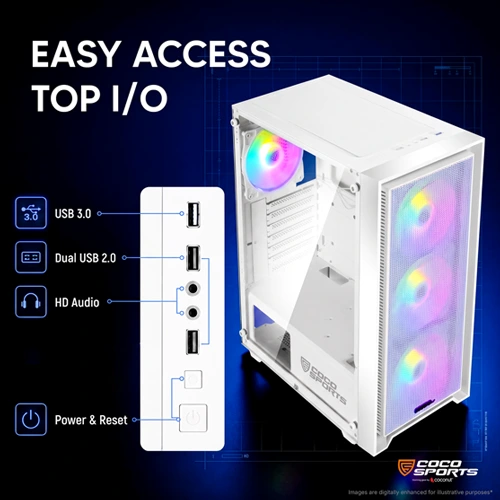 Coconut Nova X110 White ARGB ATX Mid Tower Case