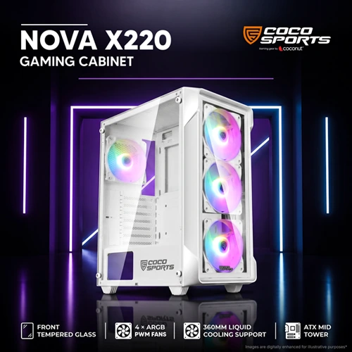 Coconut Nova X220 White ARGB ATX Mid Tower Case